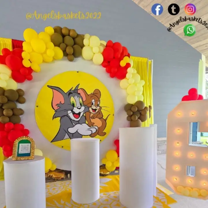 Decoracion con globos de tom y jerry