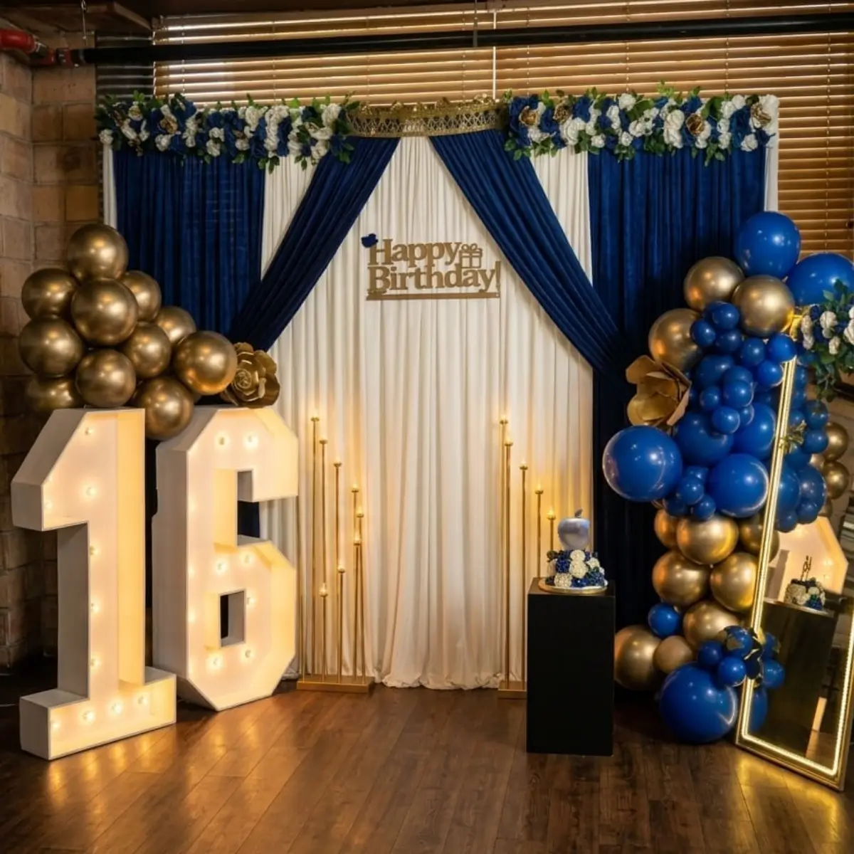 decoracion con globos dorados